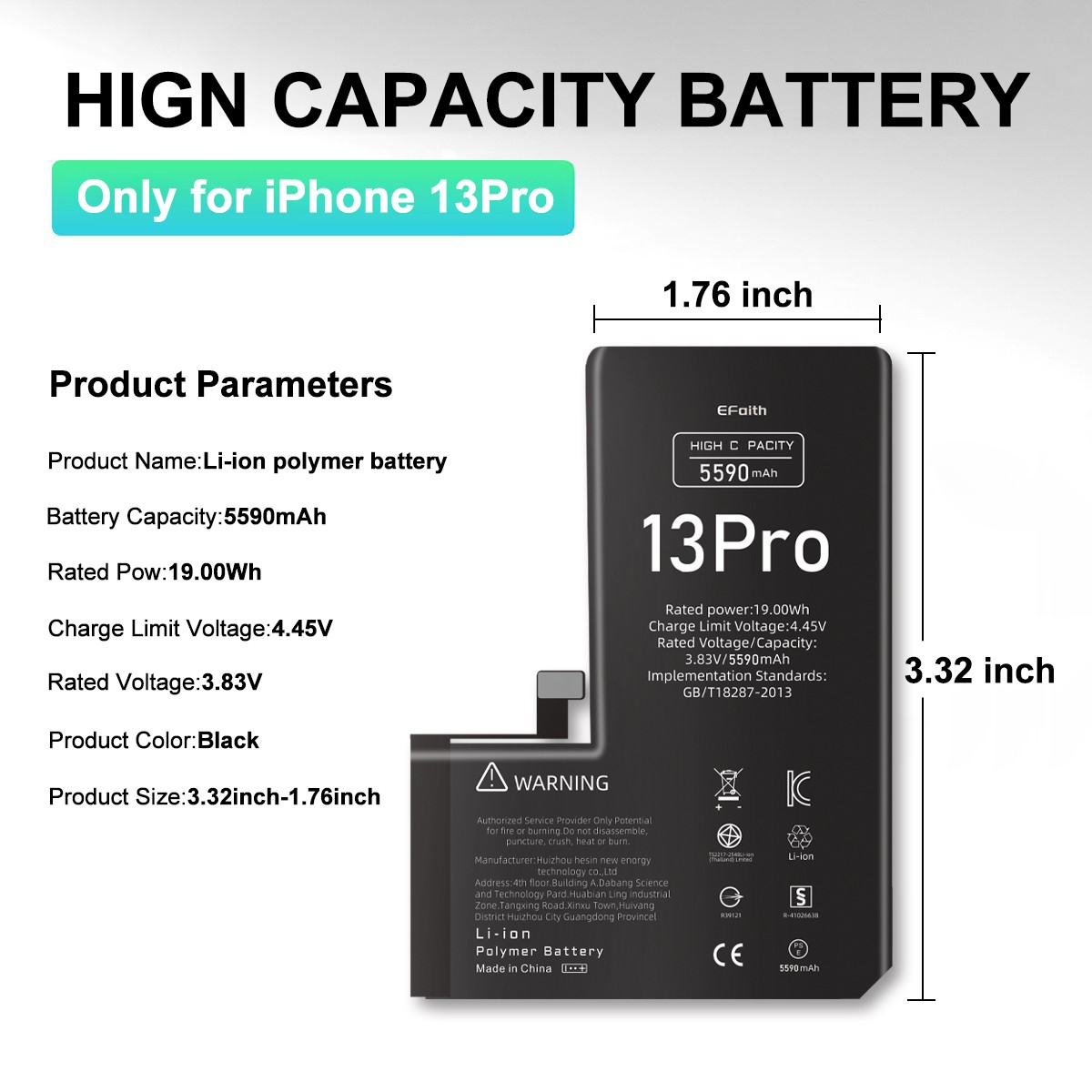 5590mAh OEM Internal Replacement Battery For iPhone 13 Pro Premium Quality Tools
