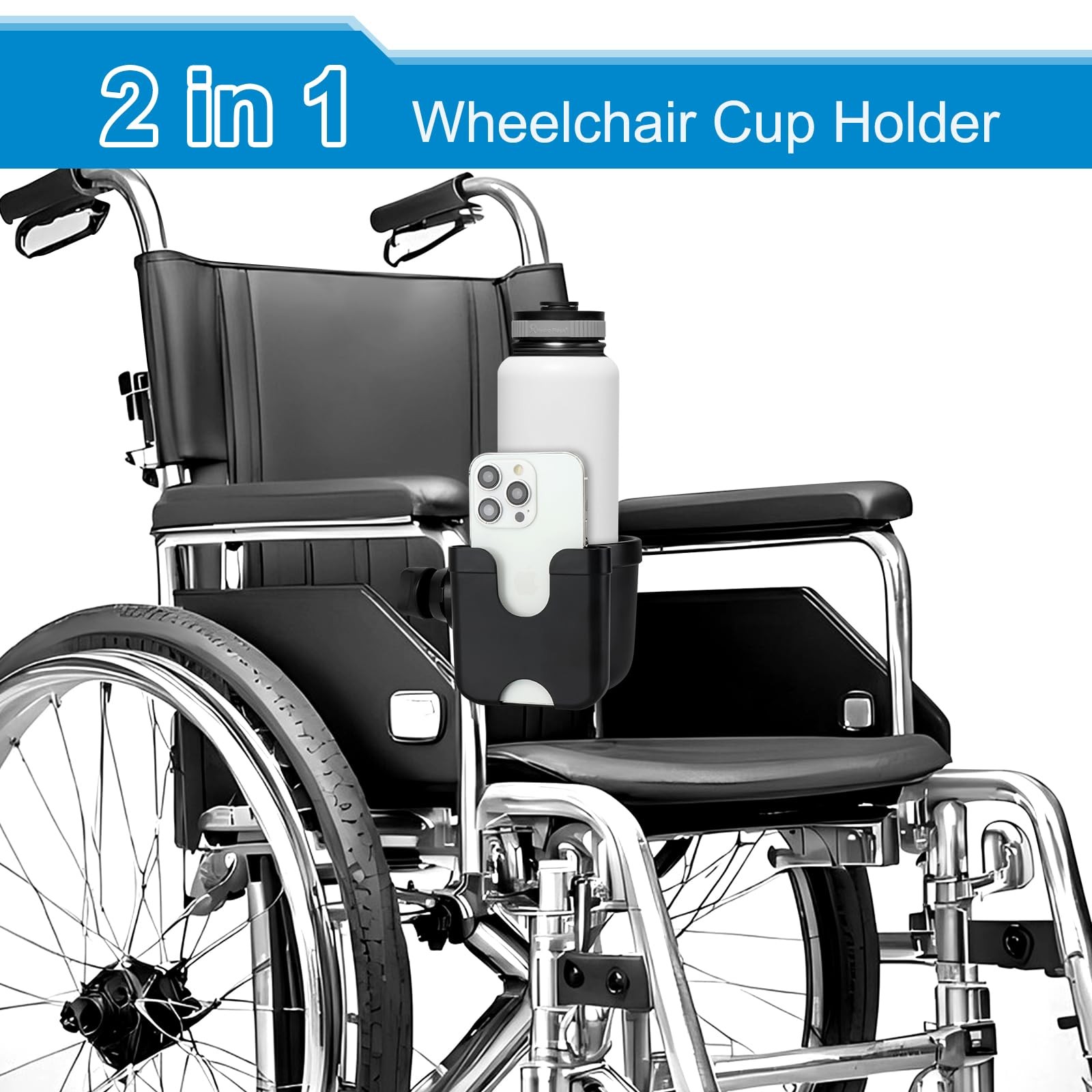 2-in-1 Walker Cup Holder with 2* All Black, Black &