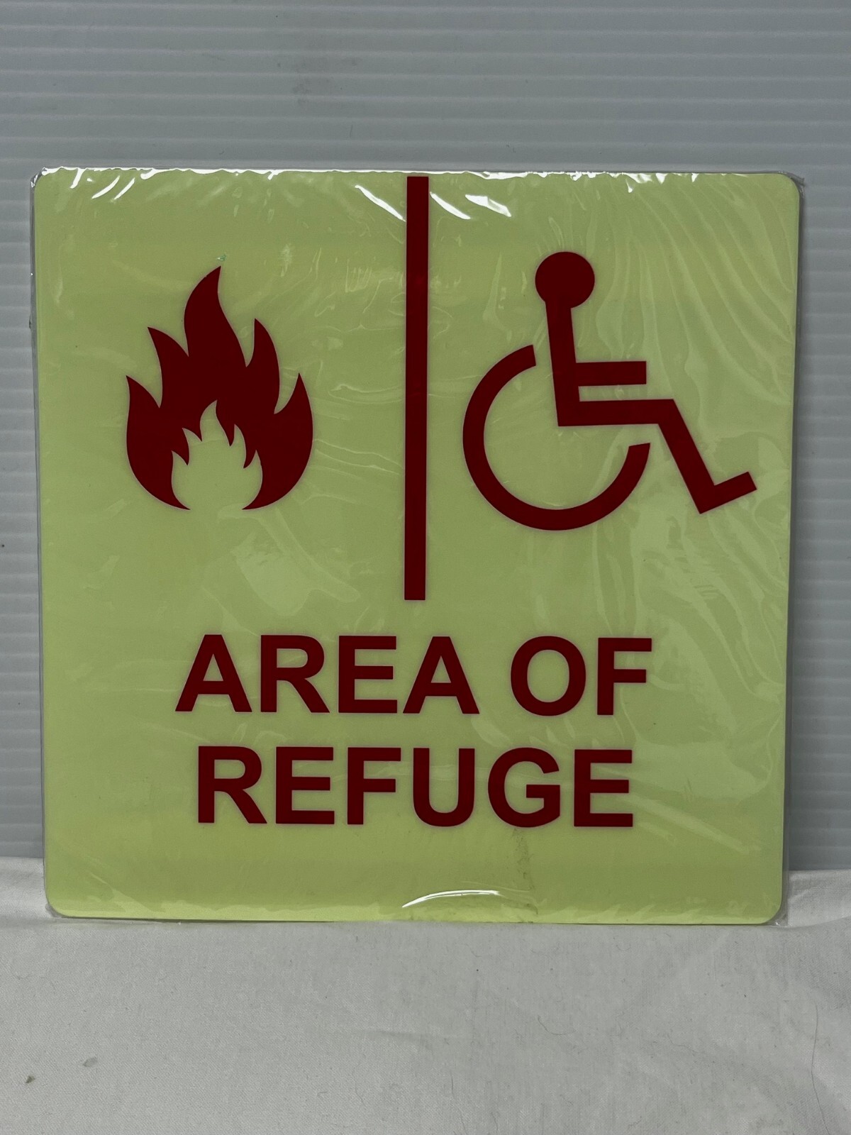 Area of Rescue Refuge Fire Sign (Glow In The Dark) “Factory Sealed”