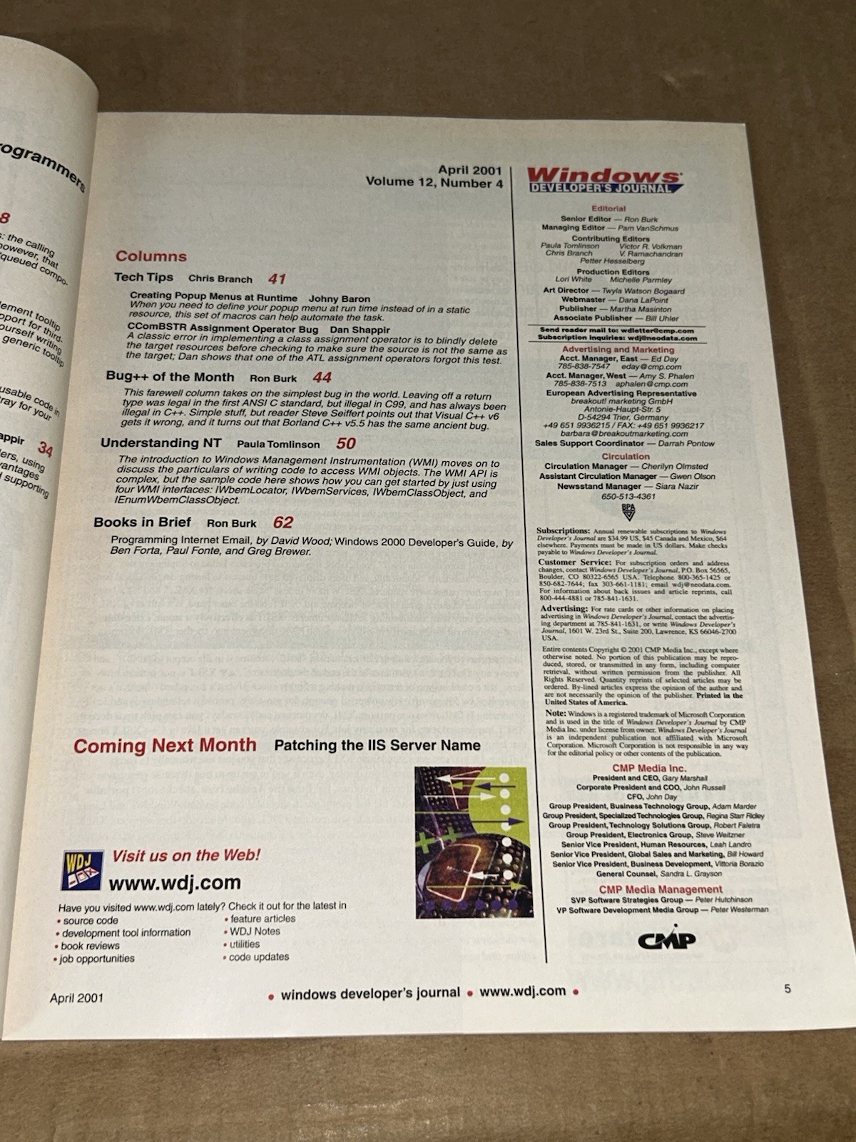 Windows Developer Journal 2001 C++: COM+ Components, Generic Tooltips For MFC