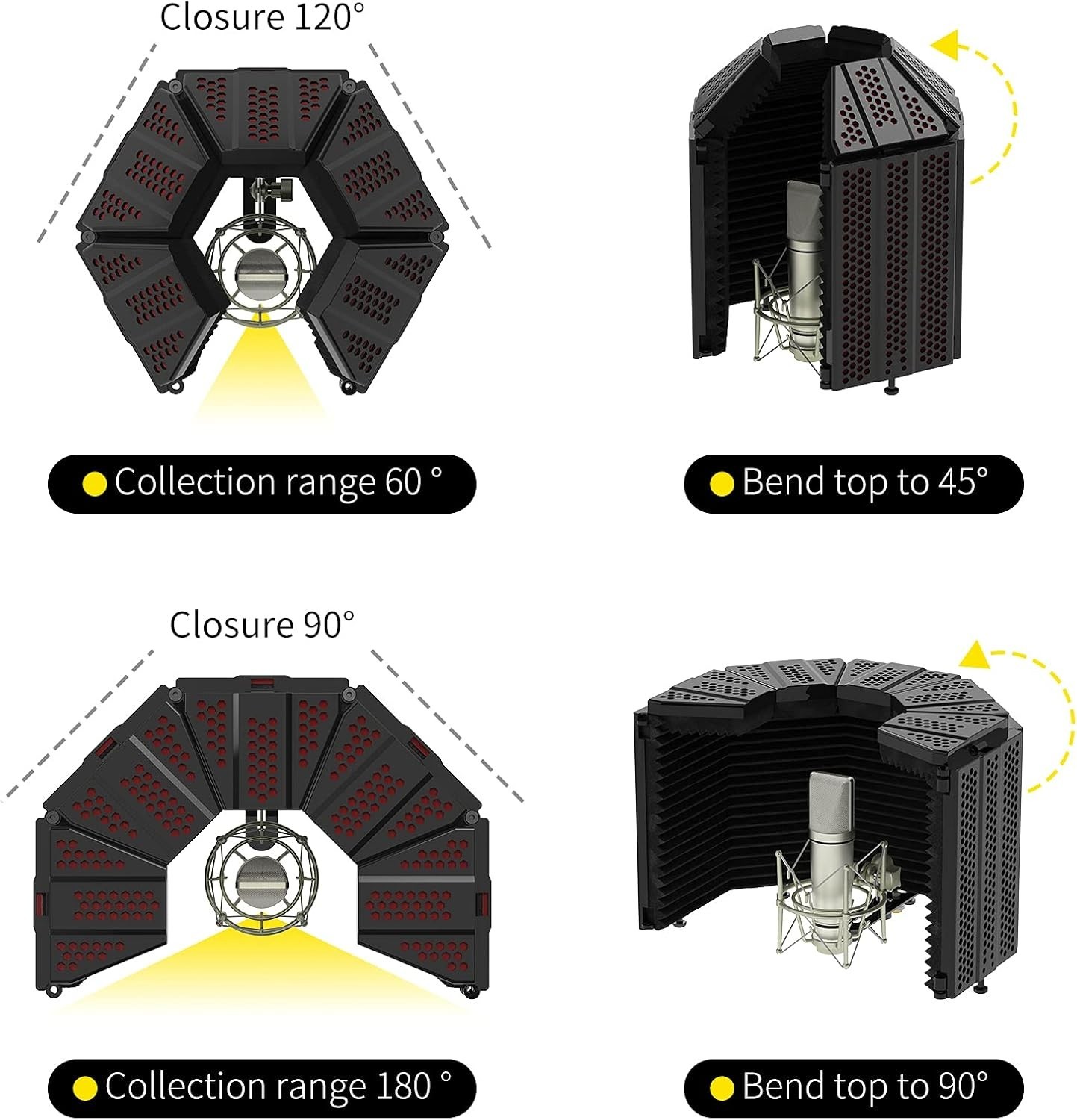 High-Density Multi-Panel Microphone Isolation Shield for Studio Recording