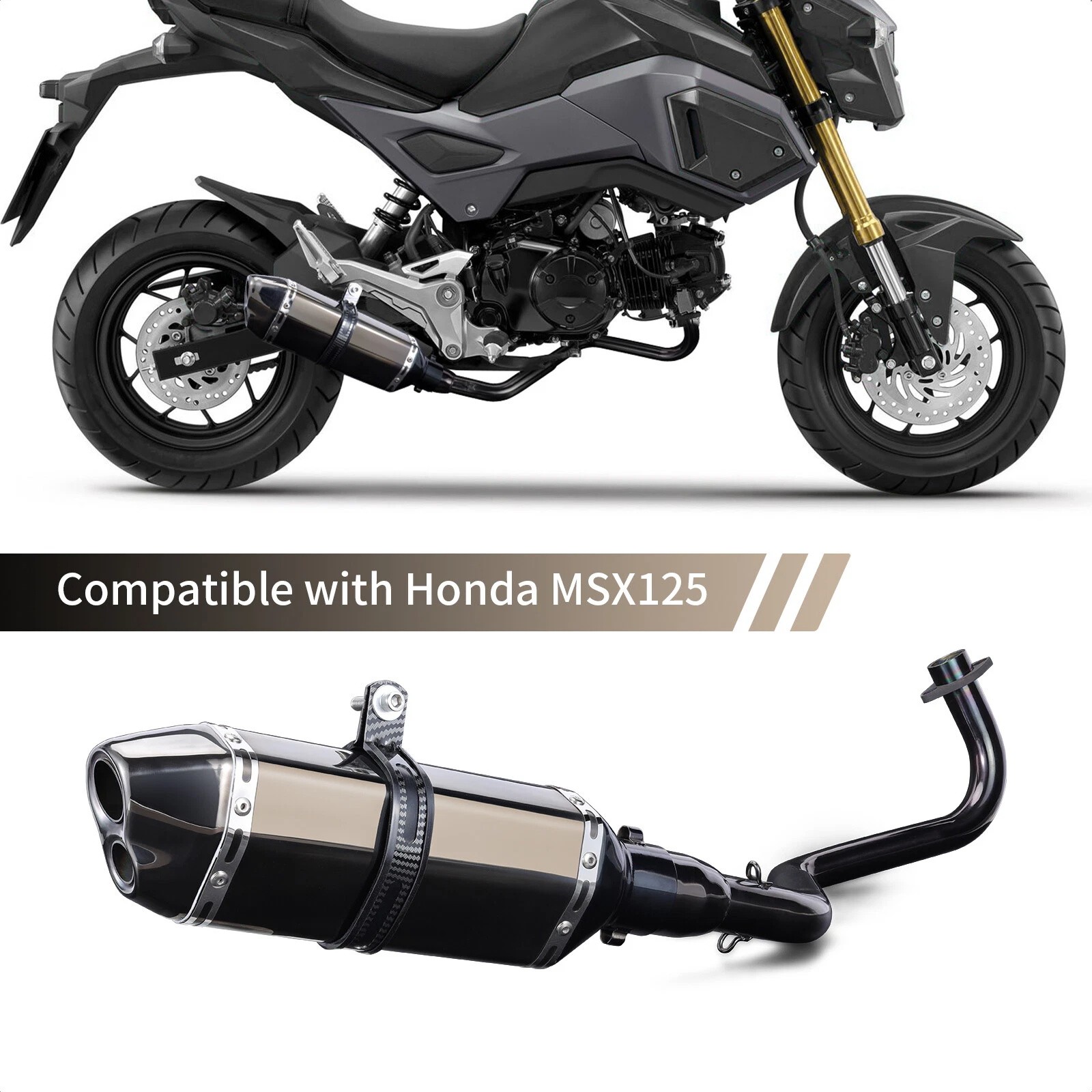 Exhaust System Headers Baffler For Honda Grom125 2014-26 / Boom Vader / Ice Bear