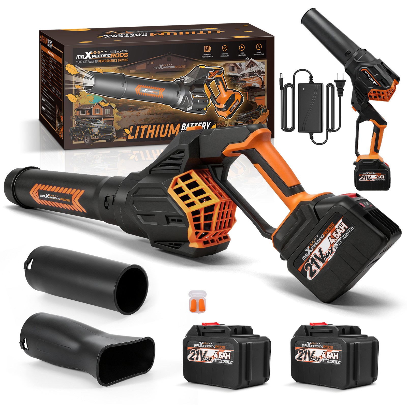 650 CFM Leaf Blower Cordless 2 Battery Brushless Motor Handheld Lightweight