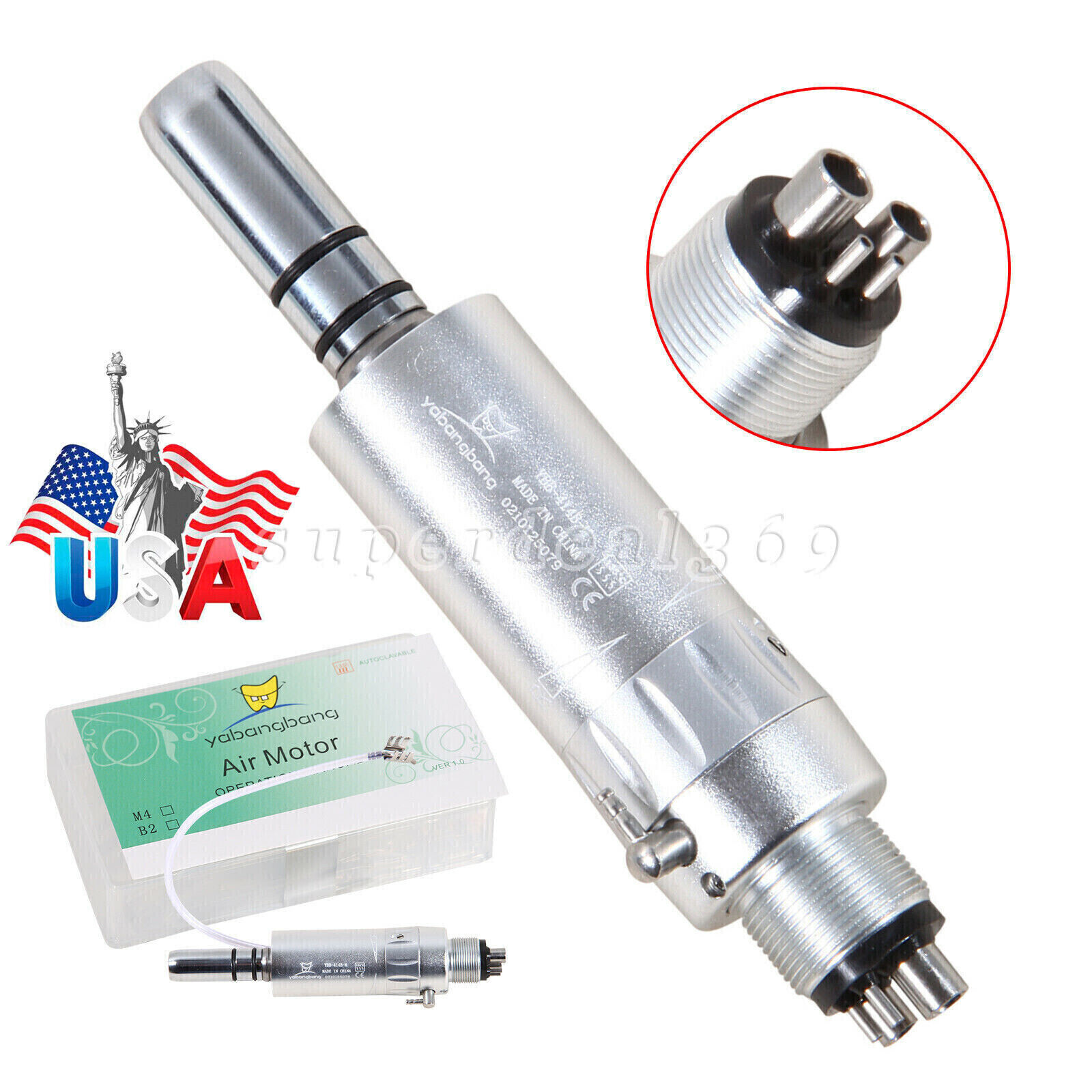 Dental Low Speed Handpiece Straight Nosecone Air Motor 4 holes Inner/External EP