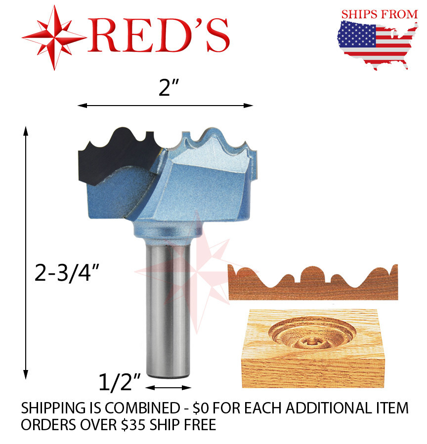 Tideway Carbide IND LC9020B-51 2" DIA Rosette 1/2" shank router bit