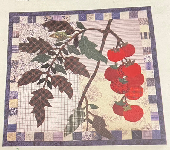 TANTALIZING TOMATOES Quilt Block 16" Pattern Fruit Botanical Prints 1800s