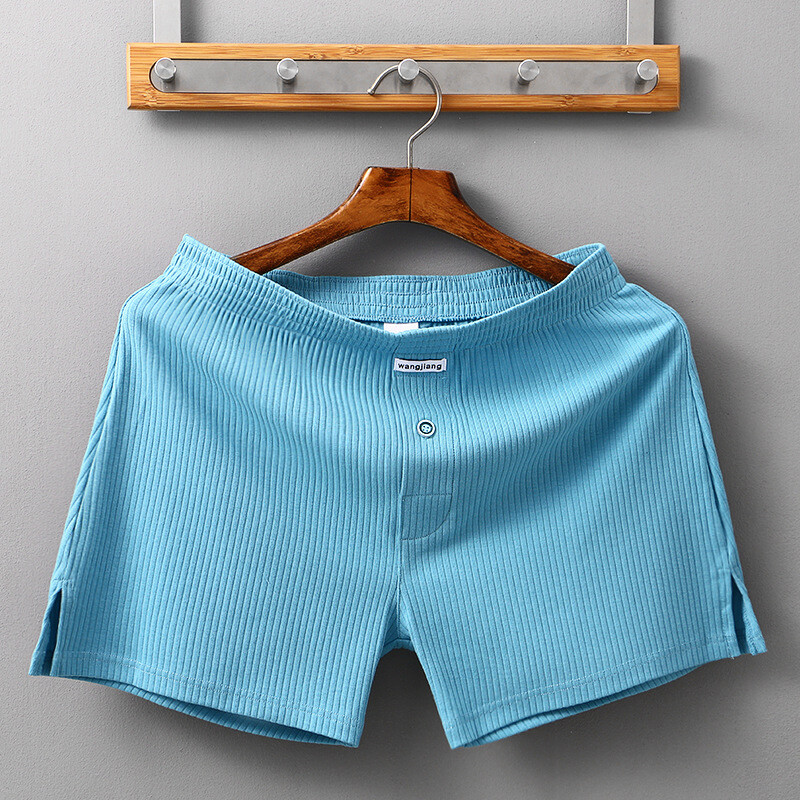 Men's Cotton Underwear Loose Boxers Shorts Cotton Soft Beach Pants Open Flying