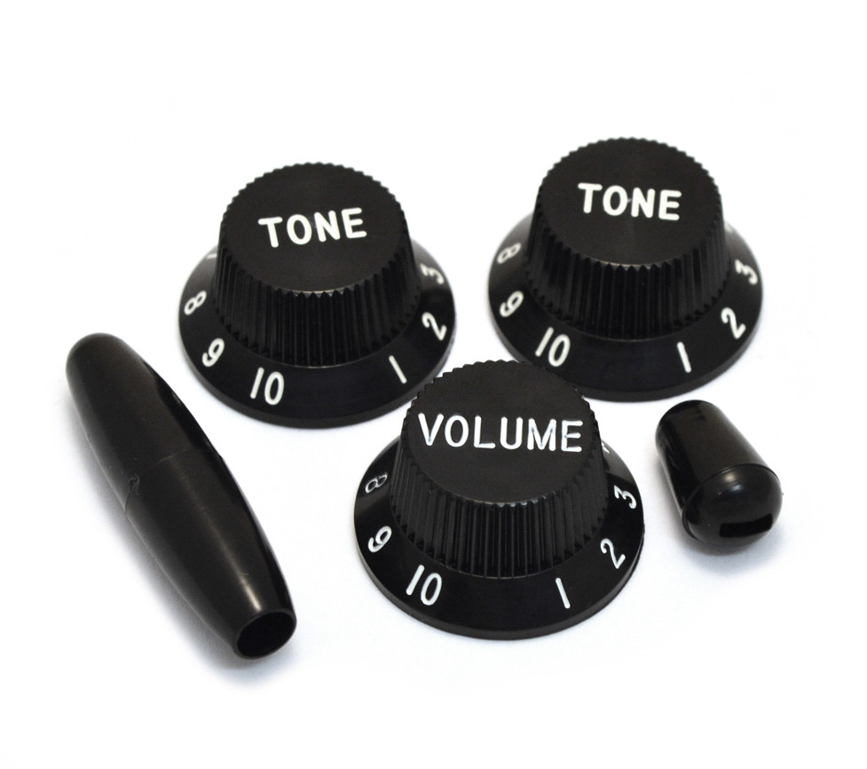 Black Knob/Trem/Switch Tip Set for Fender Stratocaster/Strat® PK-0178-023