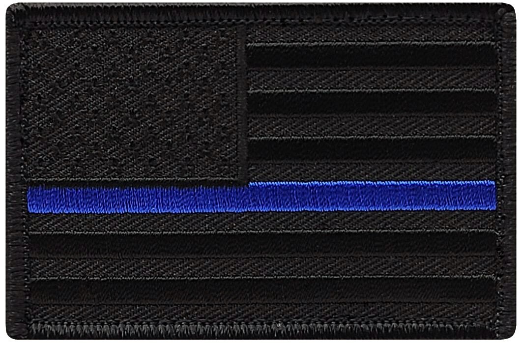 USA Flag Thin Blue Line Police Leo Tactical Patch |2PC Hook Backing 3"x2"