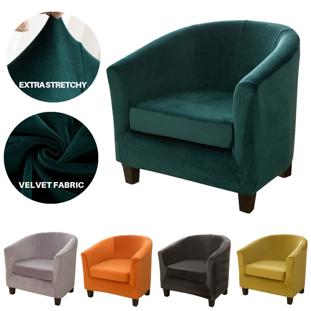Velvet Tub Chair Covers with Cushion Cover Club Chair  Armchair Slipcovers