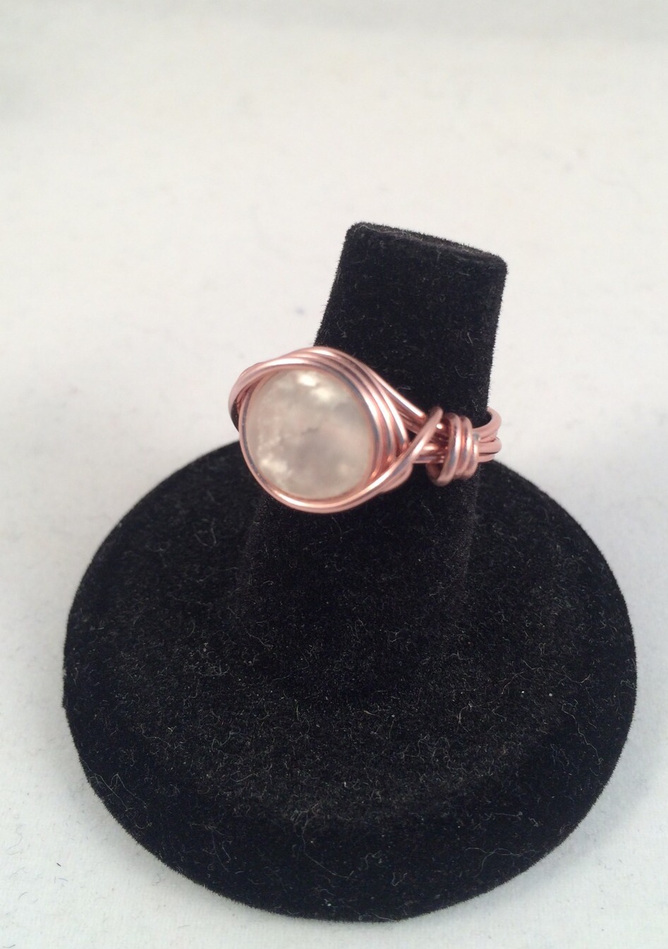 New! Rose Wire Wrapped Ring With Clear Glass Stone, Women's, Girls, Gift
