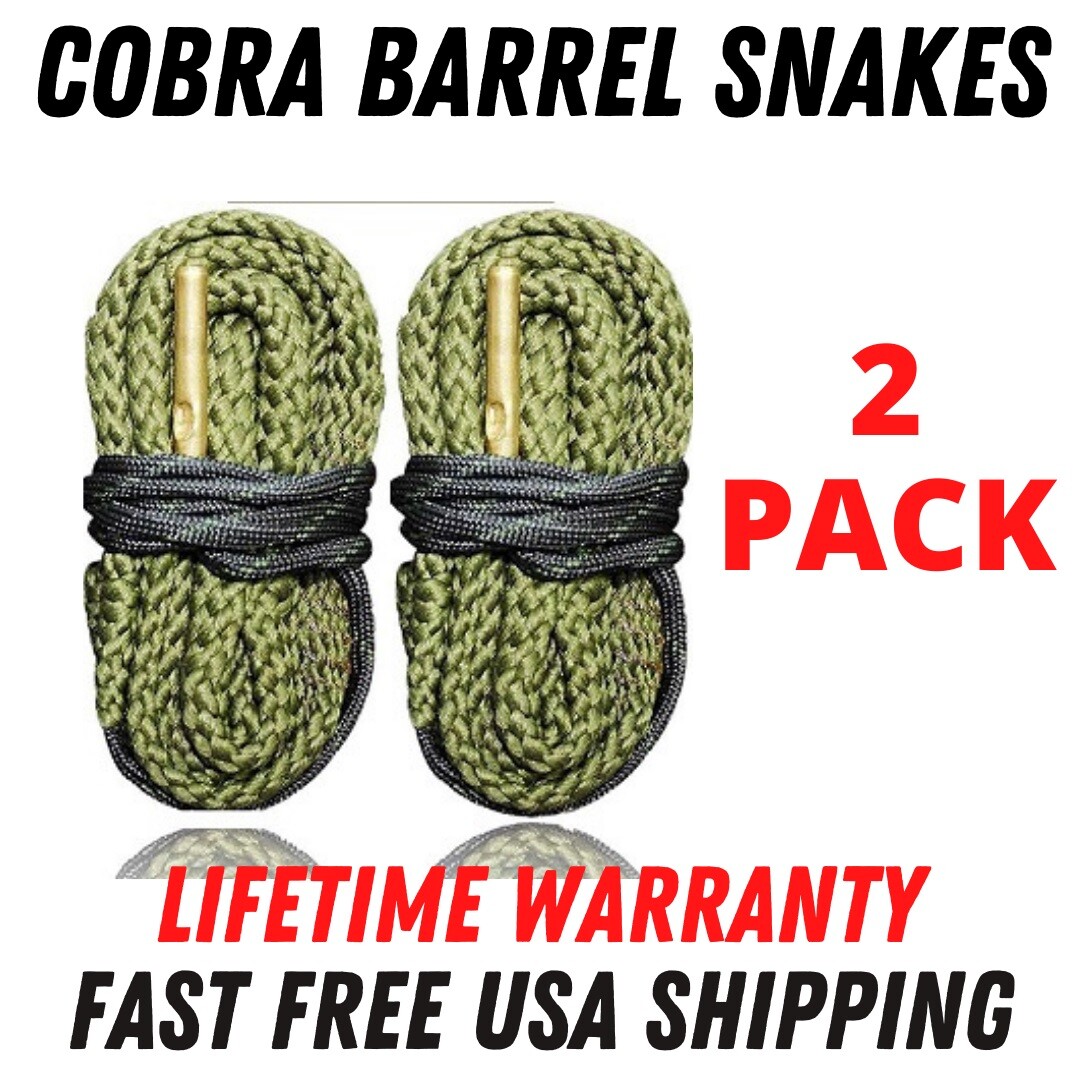 2 Pack 9mm Gun Bore Cleaning Rope - Lifetime Warranty - Cobra Barrel Snakes