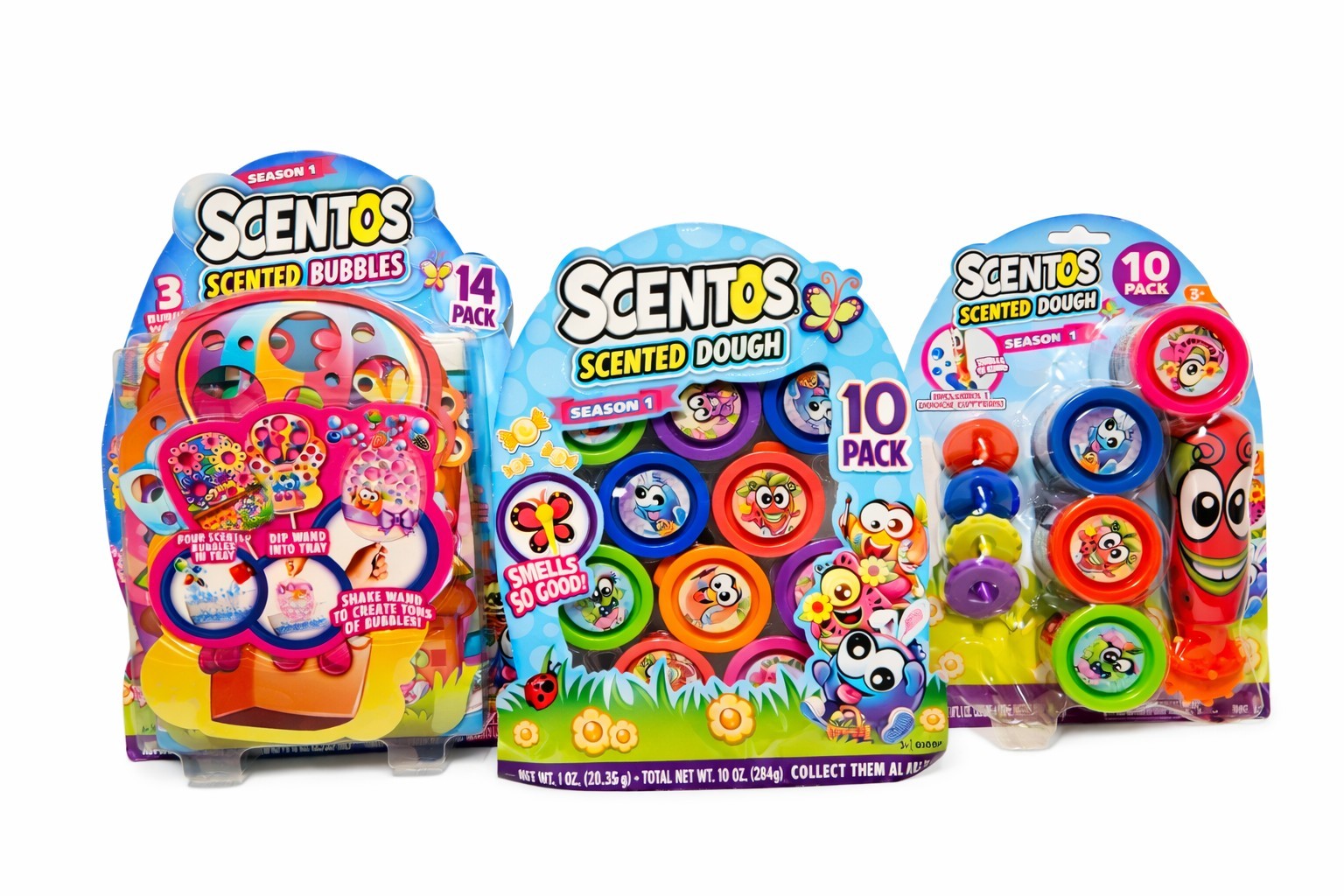 Scentos 10 Pack Scented Dough 14 Pack Bubbles & 10 Pack Dough Cutter Lot