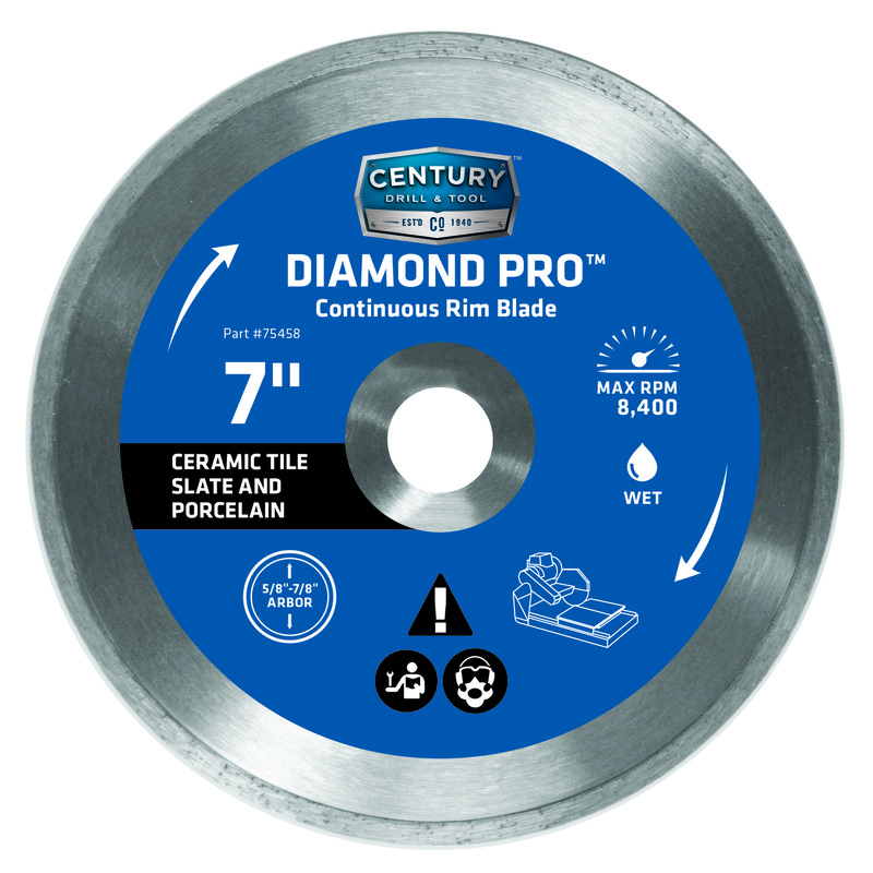Century Drill & Tool 75458 Continuous Rim Diamond Circular Saw Blade 7 Dia. in.