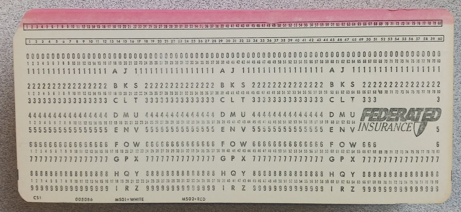 50x Vintage Federated Insurance Punch Cards - IBM 5083 Spec NOS Custom Logo