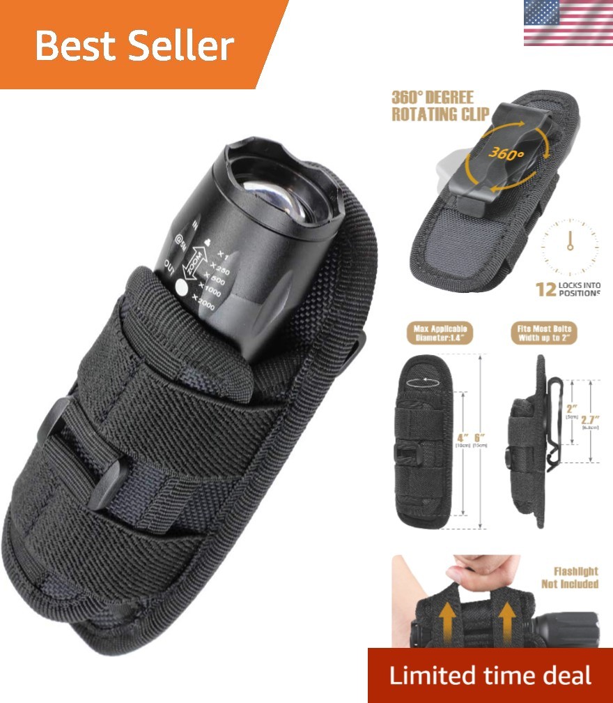 Compact Molle Flashlight Pouch with 360° Rotation - Ideal for Outdoor Adventures