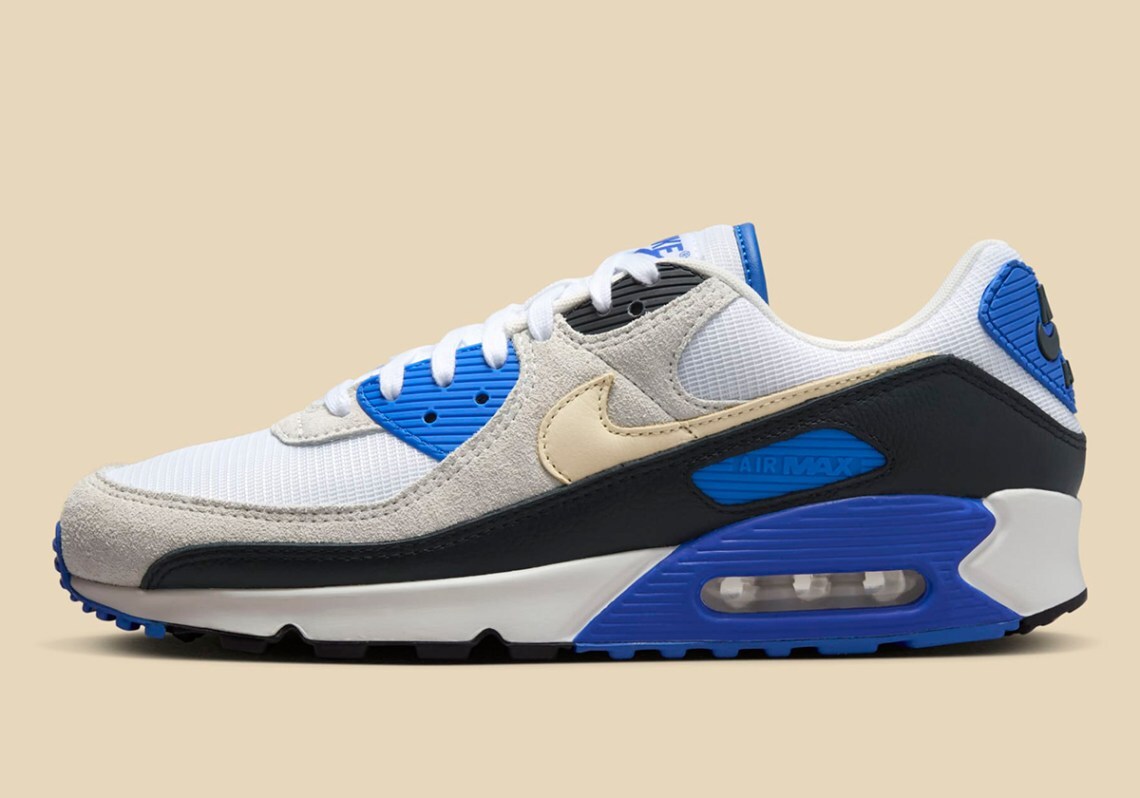 Nike Air Max 90 PRM White Racer Blue Khaki Nby Black HF3449-100 Men's