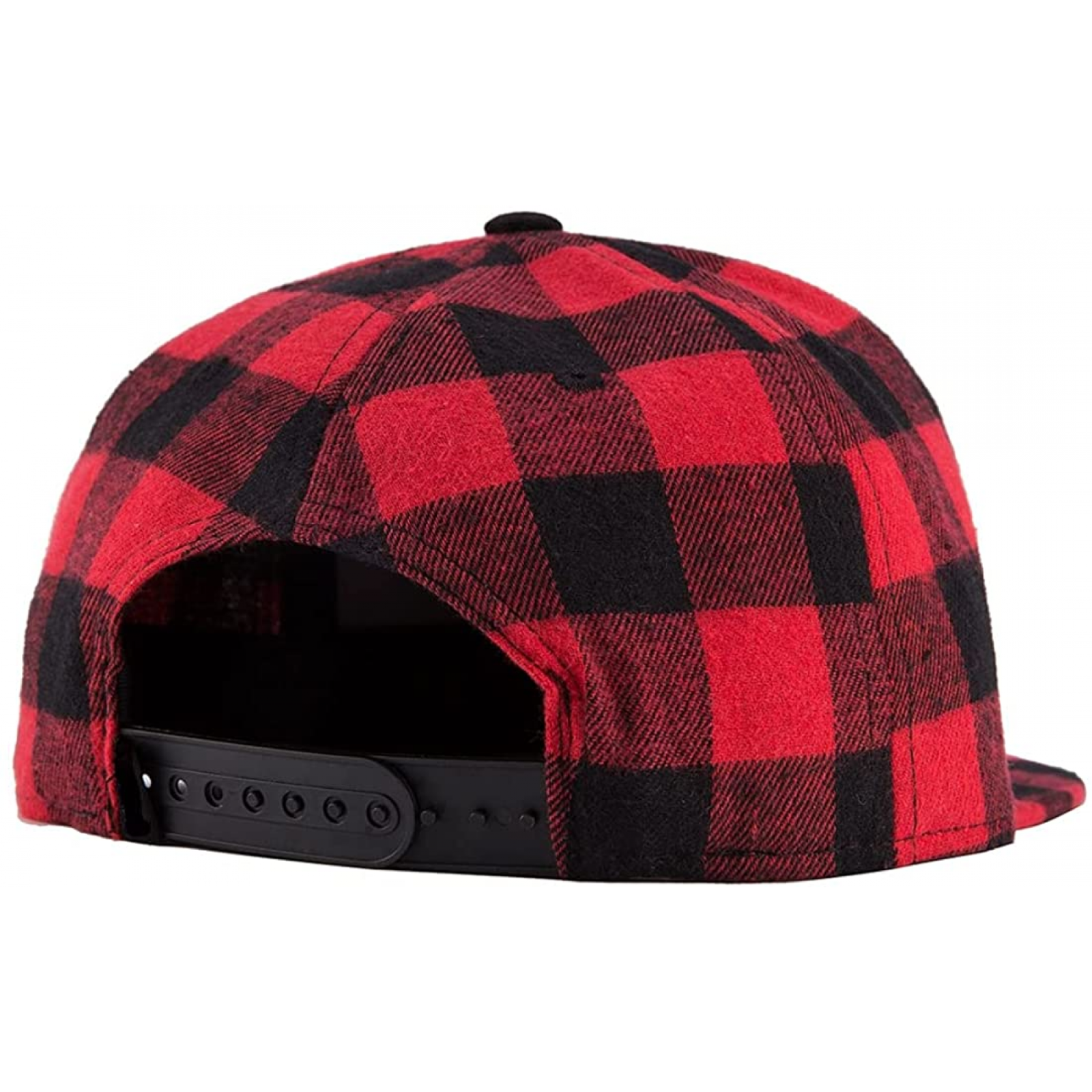 Flannel Plaid Style Hat, Flat Top Baseball Cap - Red and Black Pattern