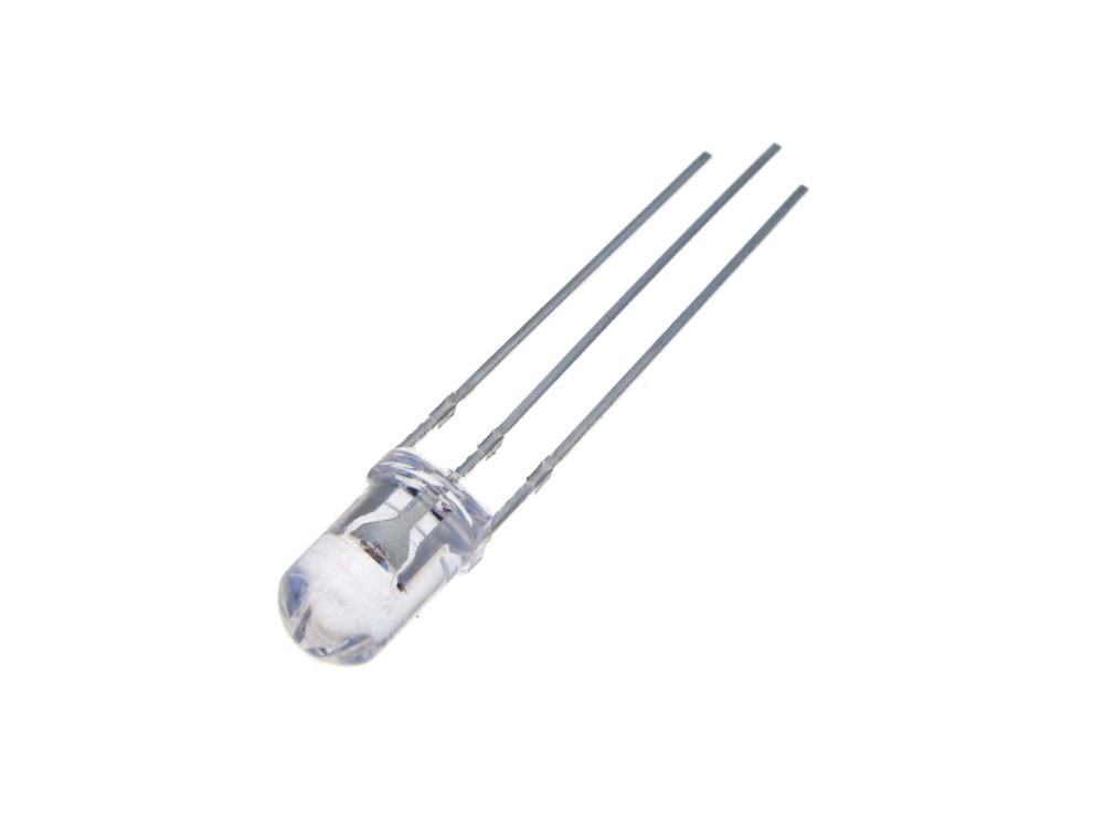 5mm Round Top Non-Diffused Clear LED Dual Color - Red/Blue - Pack of 50