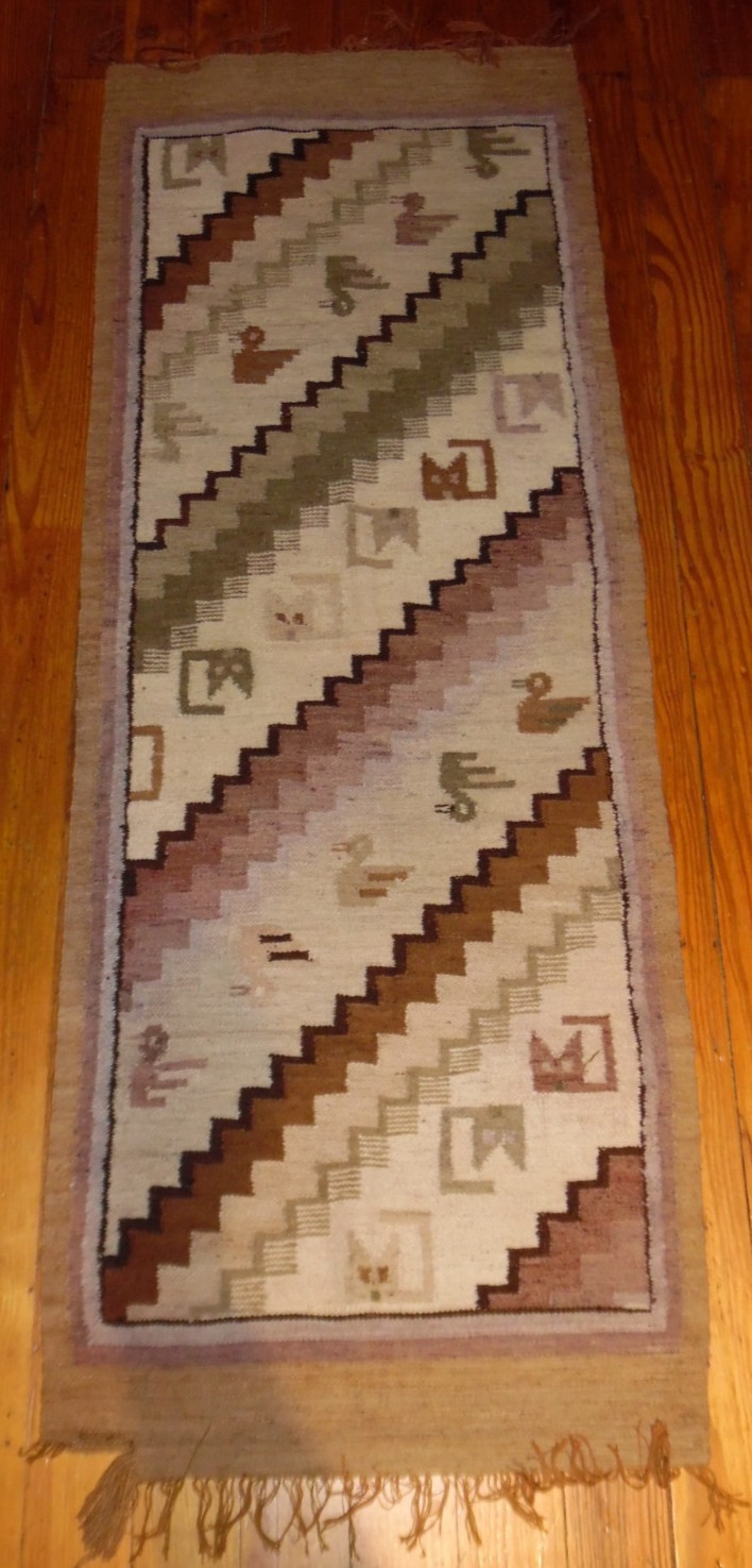 Vintage Peruvian Kilim Rug Runner Rug - 62.5" x 23"