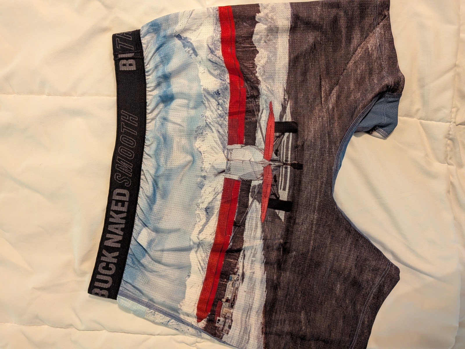 Duluth Trading Men's Medium Boxer Brief Buck Naked Smooth Airplane Pattern