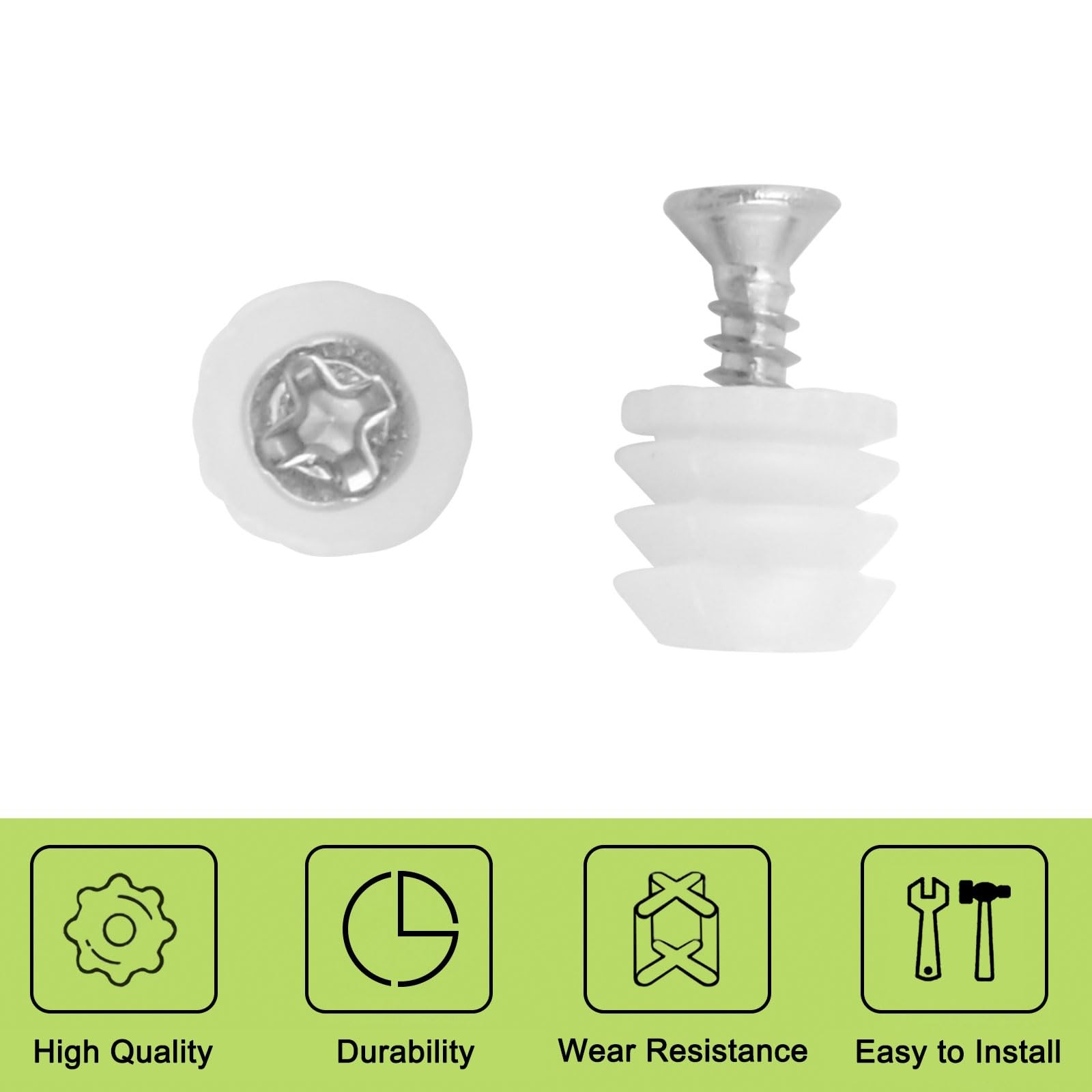 Hinge Dowel Inserts, 180 Pack Plastic Hinge Dowel Inserts with Screws White S...