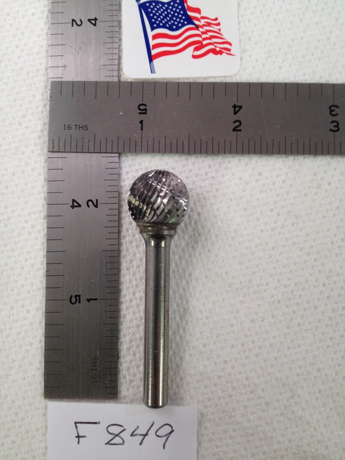 1 NEW FALCON / SGS 1/4" SHANK CARBIDE BURR. SD-6 DOUBLE CUT. BALL SHAPE (F849)