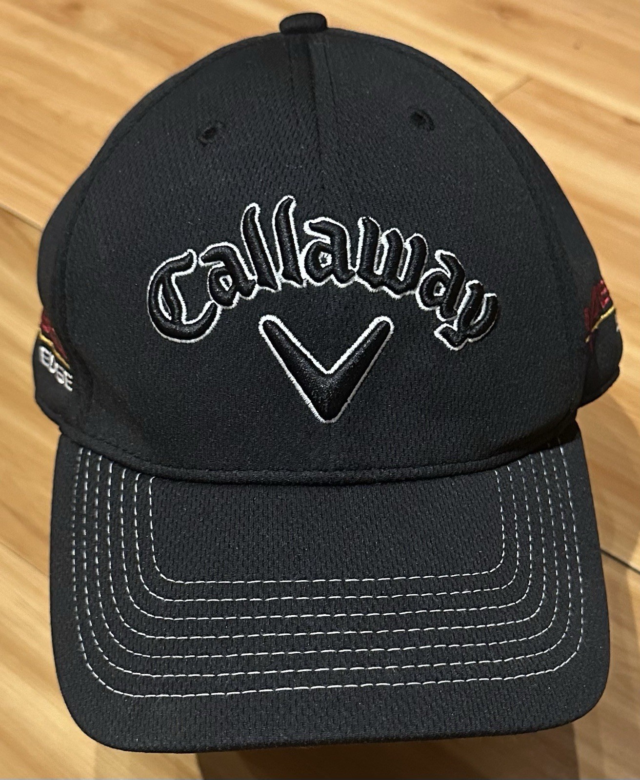 Callaway Diablo Edge Golf Hat Black Stretch Fit Cap Embroidered Logo One Size
