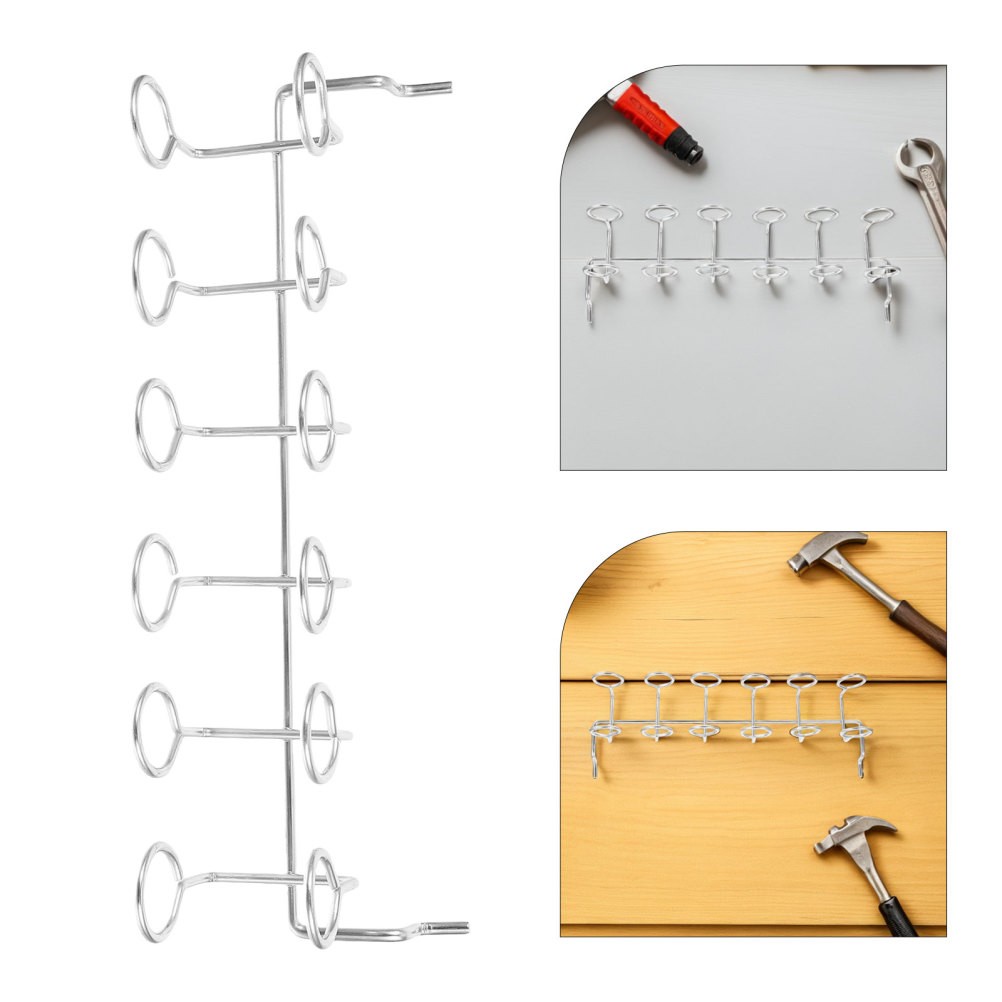 4Pcs Silver Metal Pegboard Tool Holders Multi-Ring Hooks for Garage Workshop Use
