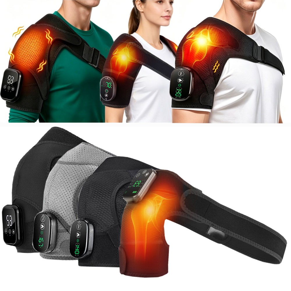 Electric Heating Shoulder Massager Brace Vibration for Rotator Cuff Pain Relief