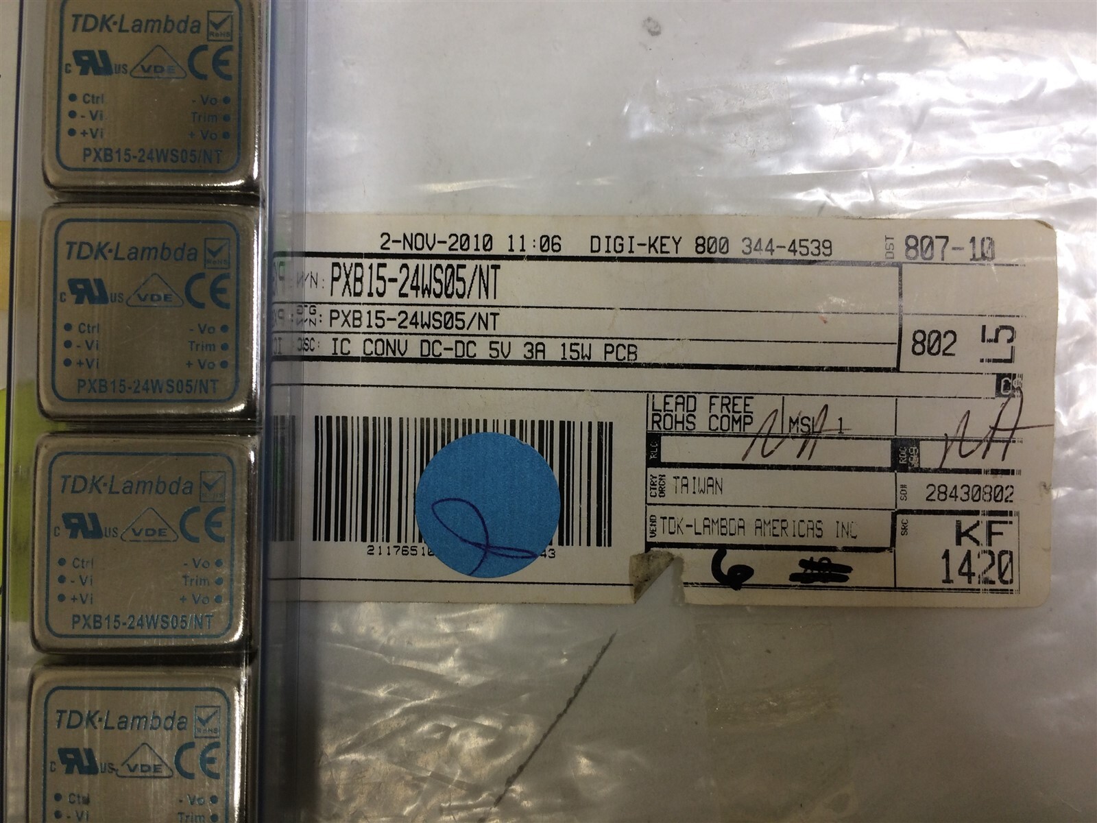 PXB15-24WS05/NT LAMBDA DC DC CONVERTER 5V 15W ROHS 1 UNIT