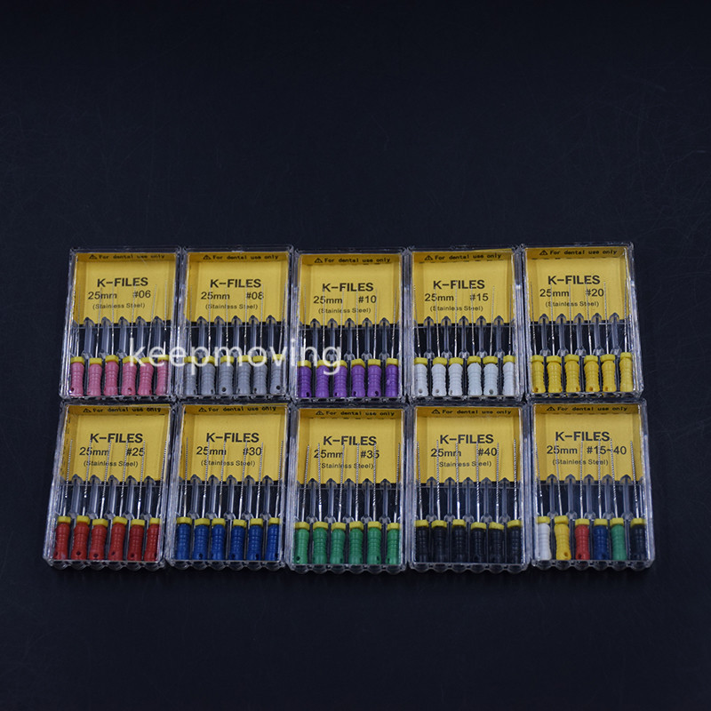 Dental K-File 25mm Endodontic Instruments Hand Use Root Canal File #15-40