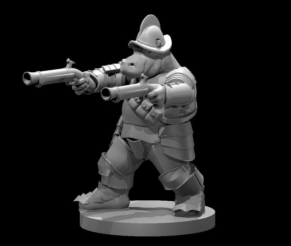 Giff Fighter Blunderbuss Hippo Gunslinger NPC 28mm Scale DND D&D Tabletop Mini