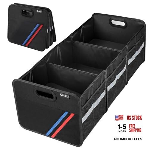 Trunk Organizer for Car， Collapsible Trunk Organizer with Multi Pockets, black