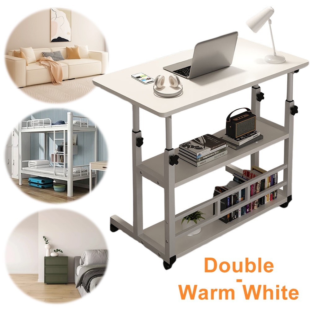 Rolling Laptop Desk Office Computer Table Stand Up Workstation Adjustable Height