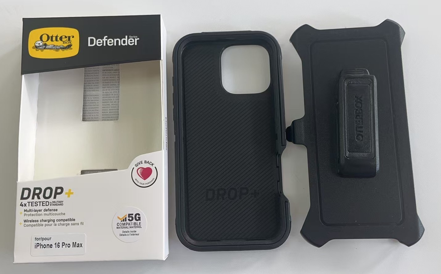 New OtterBox Defender Series Case with Holster Case For iPhone 16 Pro Max--Black