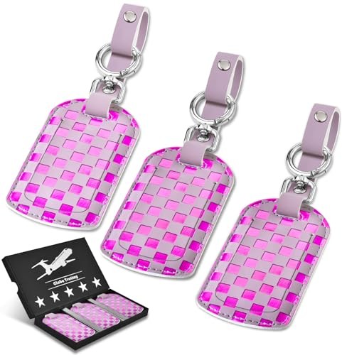 Luggage Tags for Suitcases Travel Accessories: Leather Luggage Tag Purple+pink
