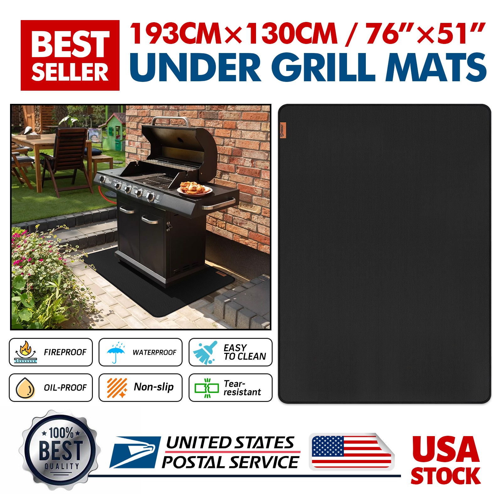Modigt New Durable Under Grill Mat For Outdoor Grill 76 x 51 Inch Grill Mat