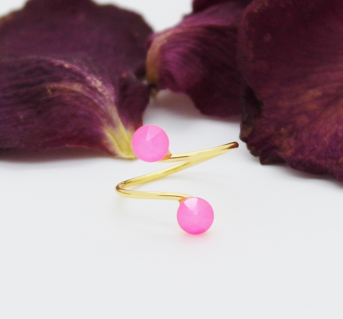 Premium Range Adjustable Toe Rings Electric Pink made with Swarovski Elements