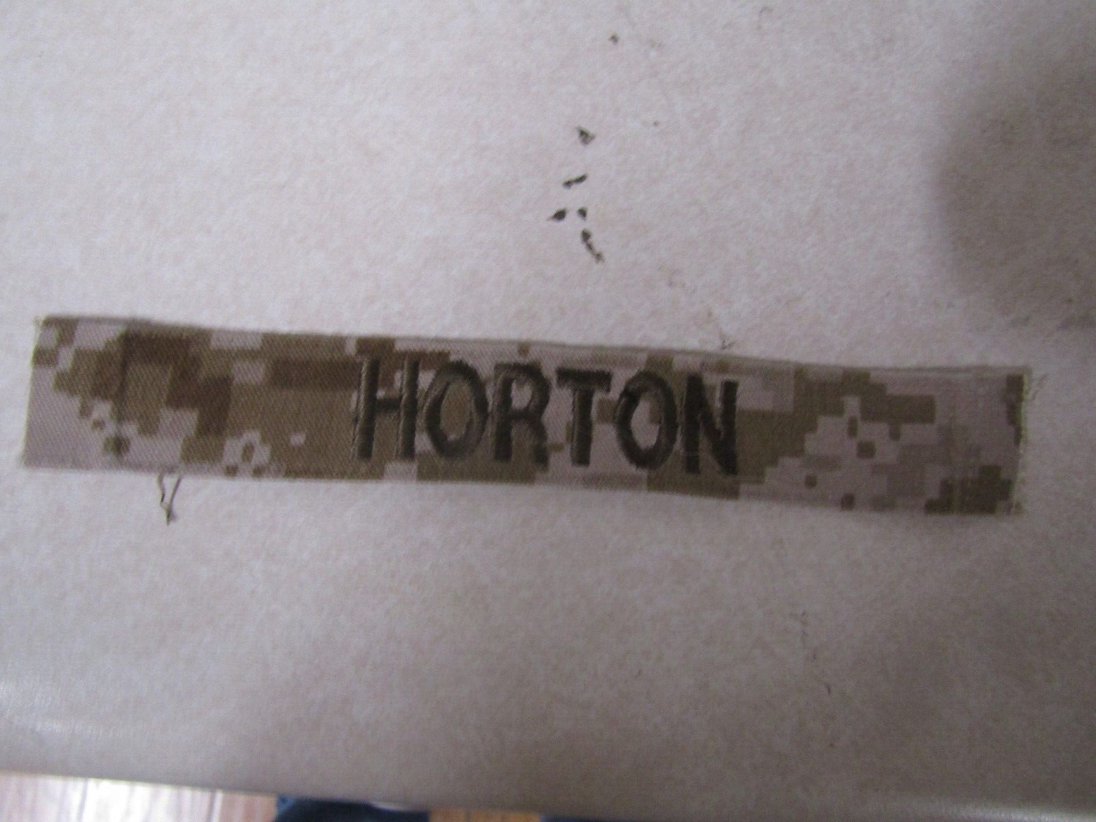 MILITARY PATCH NAME TAPE MARINE CORPS DESERT MARPAT WITH HORTON