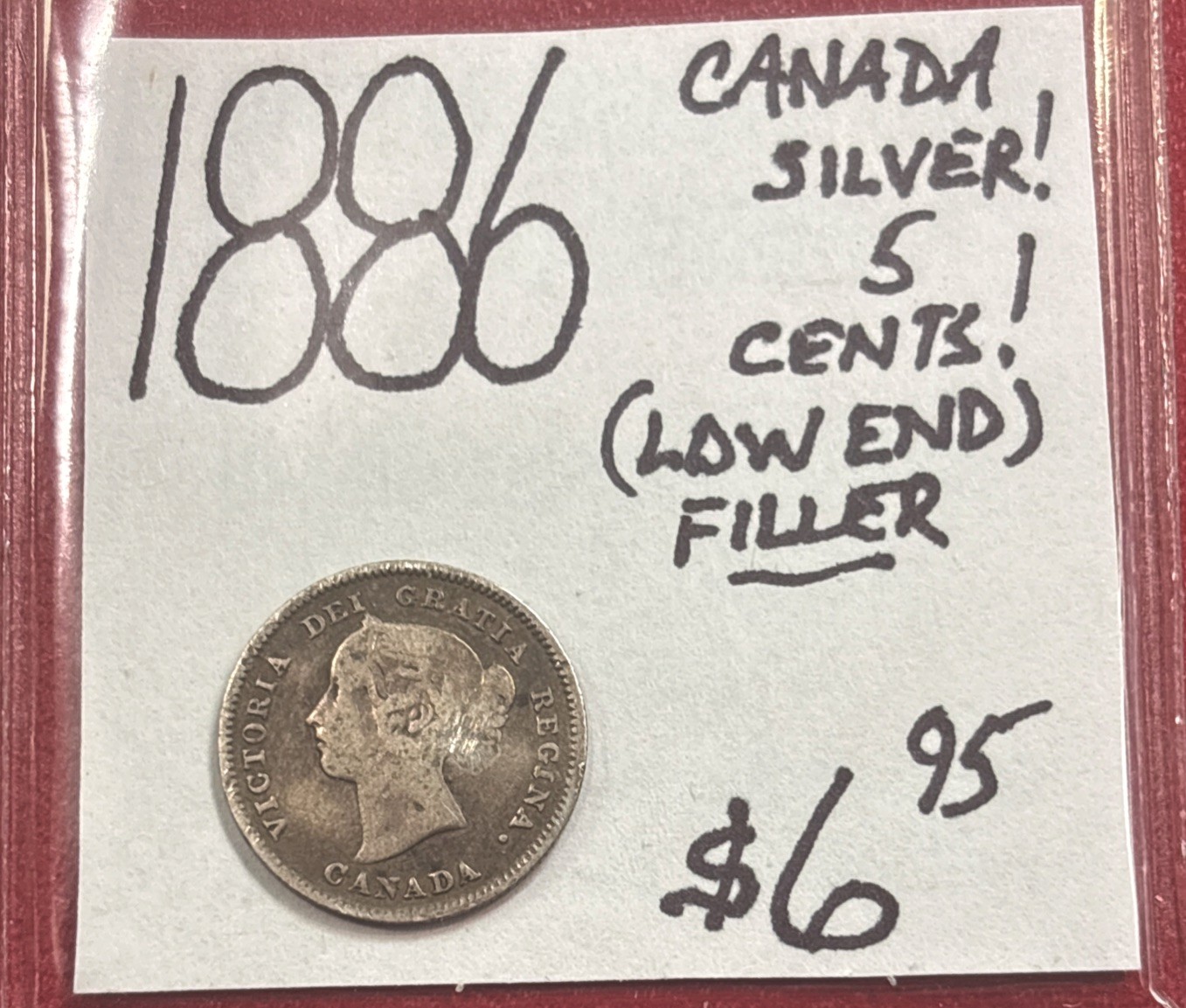 1886 Canada Silver! 5 Cents! (Low End Album Filler) ENN Coins