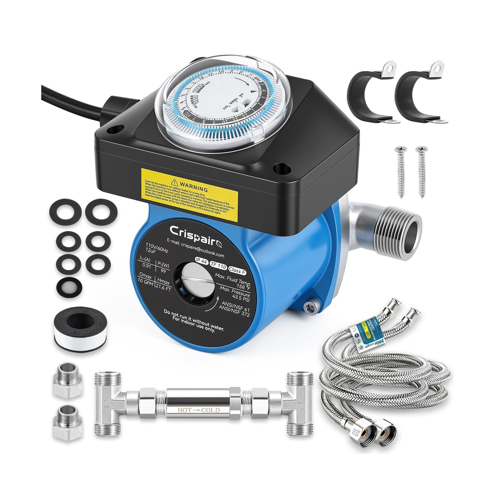 Instant Hot Water Recirculating Pump Kit for Tank Water Heaters – 304 Stai