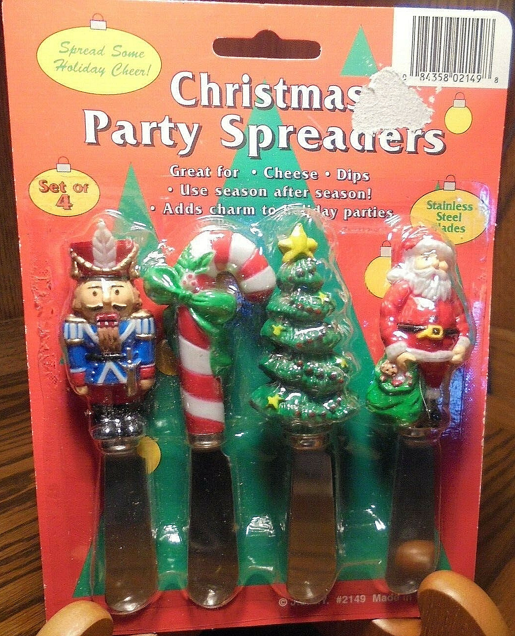 NIP Christmas Party Spreaders Stainless Steal Blades J.S.N.Y. Set Of 4        72