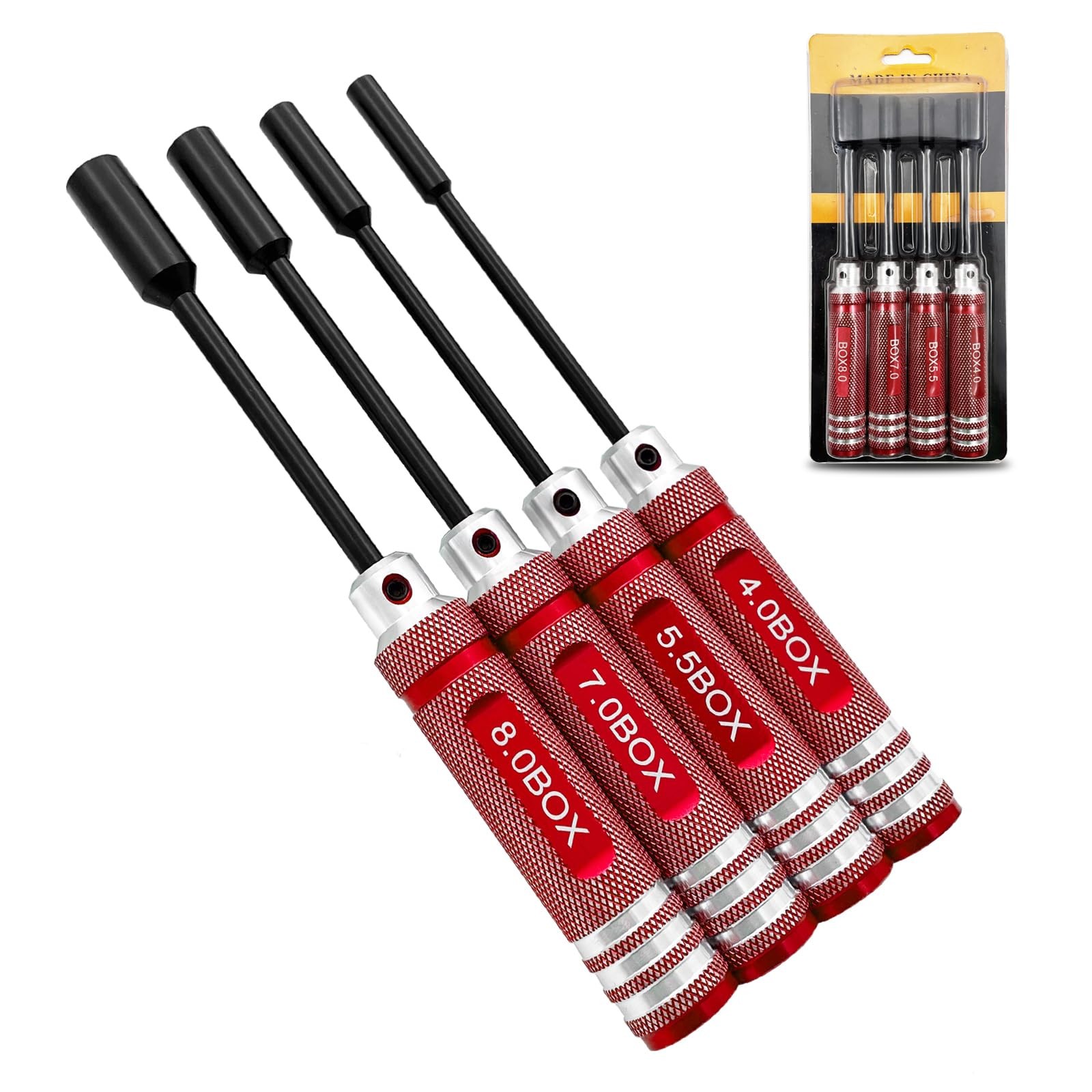Ismosm 4Pcs Nut Driver Set RC Tool Hex for Vehicle Red