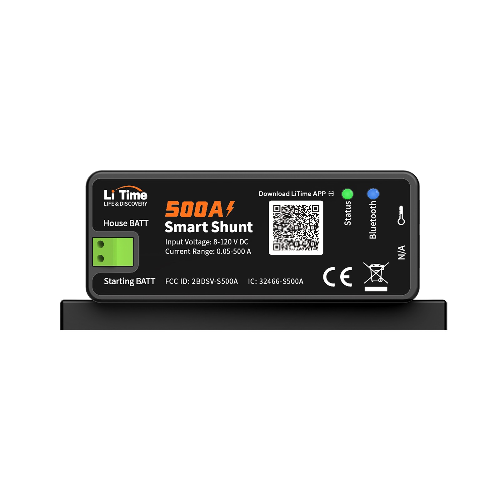 LiTime 8V-120V 500A Battery Monitor Smart Bluetooth Shunt For LFP AGM GEL FLD