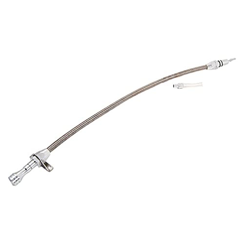 Transmission Dipstick, Firewall Mount, Flexible, Braided Stainless/Aluminum,