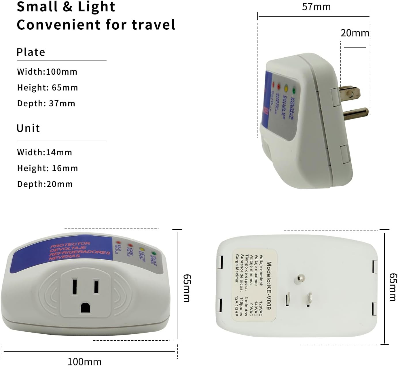 120V Voltage Protector Surge Home Refrigerator Power Outlets US 3Pcs