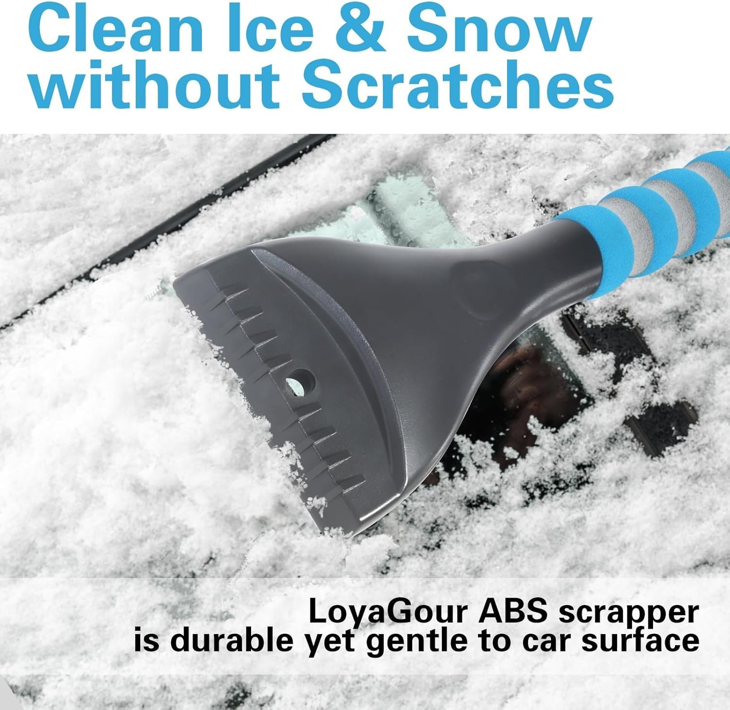 Ergonomic 26.4" Ice Scraper & Snow Brush for Vehicles - Winter Essentials