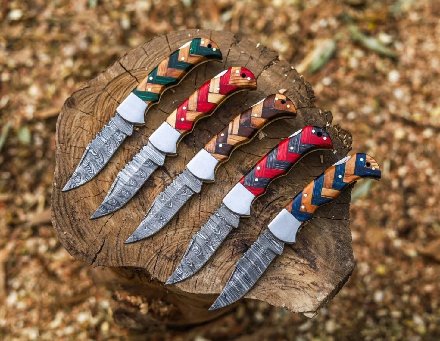 LOT OF 20 Pcs Handmade Damascus Steel Folding Knives, pocket Knives With Sheaths