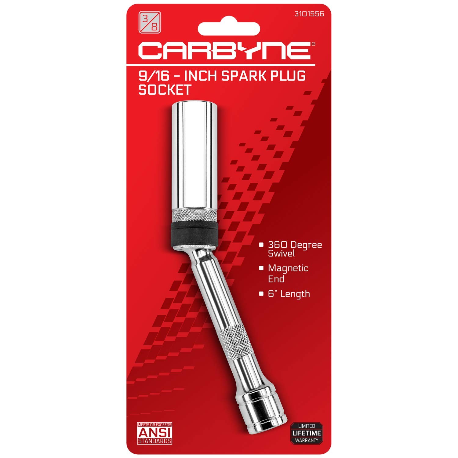 9/16 in. Magnetic Swivel Spark Plug Socket, 3/8 in. Drive, Deep Well, 6Point,...